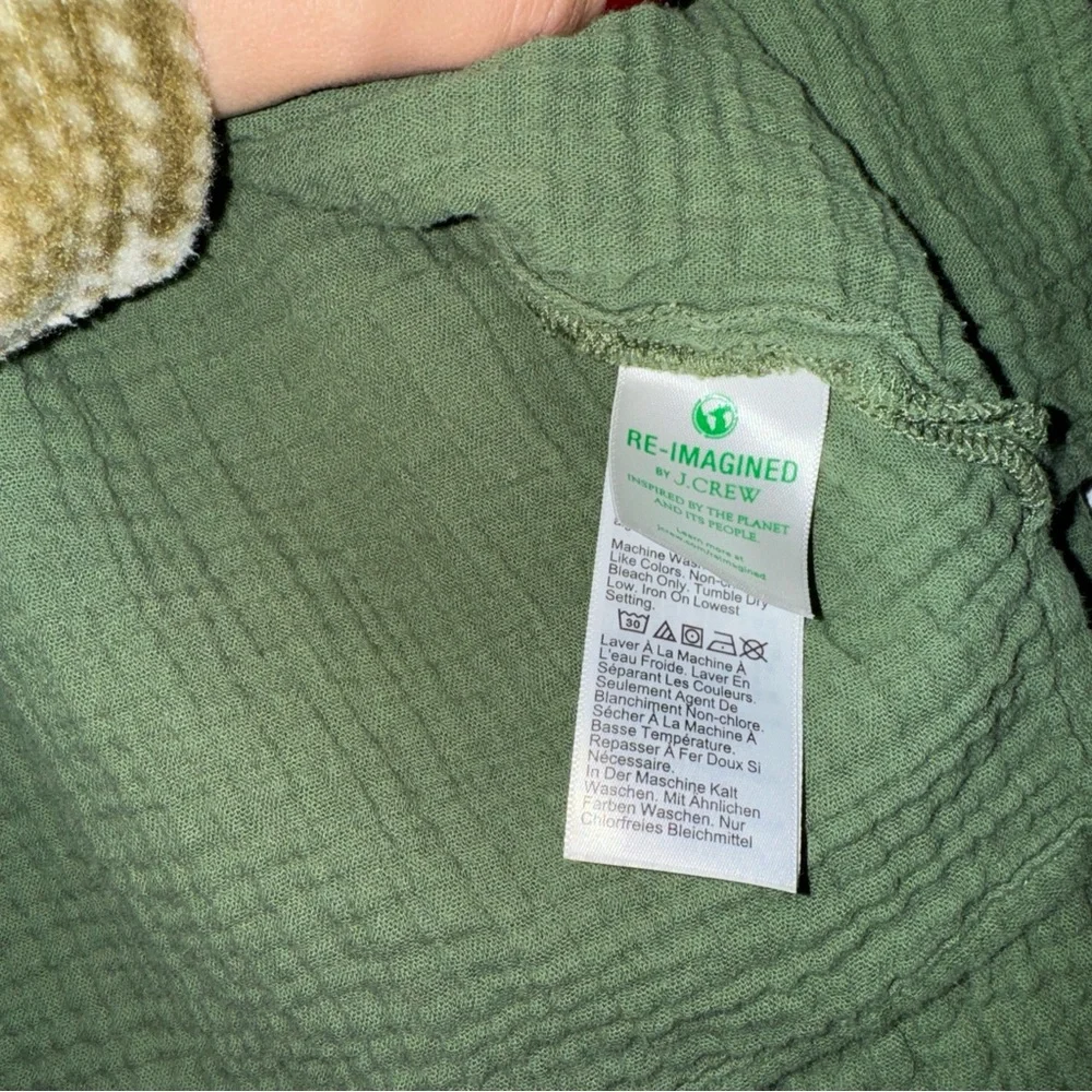 J.Crew Women's S Soft Gauze LS Fresco Top Popover Utility Green Retail $89 Boho - Picture 4 of 5